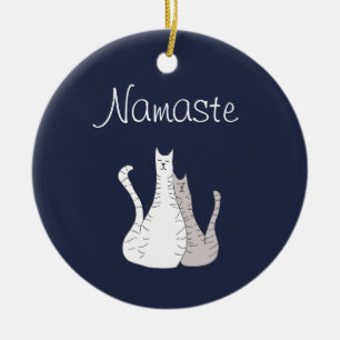 Cute Tabby Cats Namaste Ceramic Ornament