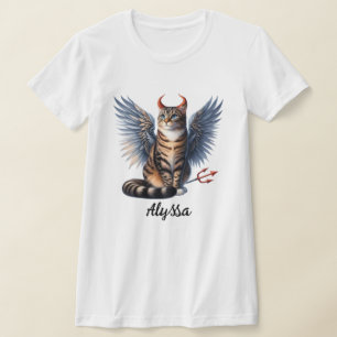 Cute Tabby Demon and Angel Cat  T-Shirt