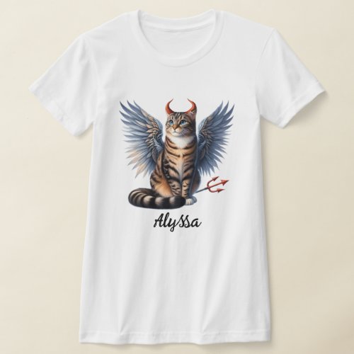 Cute Tabby Demon and Angel Cat  T_Shirt