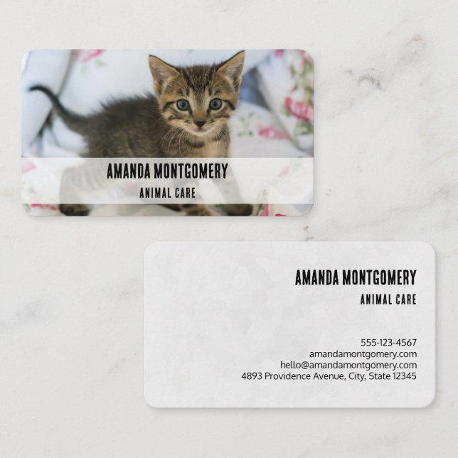 Cute Tabby Kitten Looking Surprised Business Card (Front/Back)
