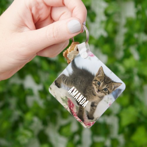 Cute Tabby Kitten Looking Surprised Keychain