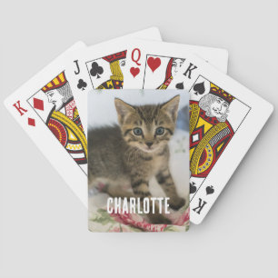 Cute Tabby Kitten Looking Surprised Poker Cards