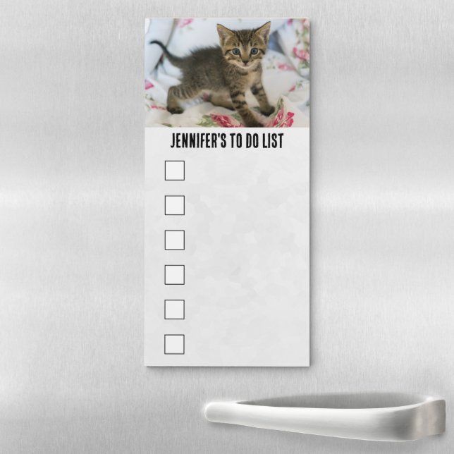 Cute Tabby Kitten Looking Surprised To Do List Magnetic Notepad (In Situ)