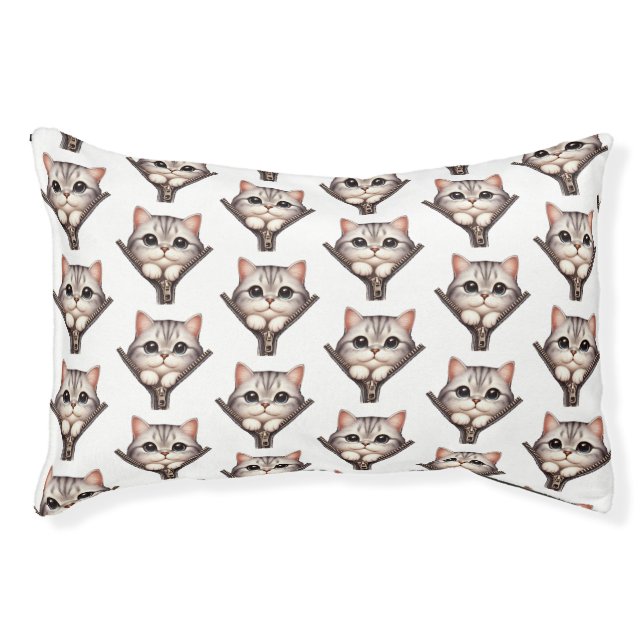 Cute Tabby Kitten Pattern Whimsical Brown Earth  Pet Bed (Front)