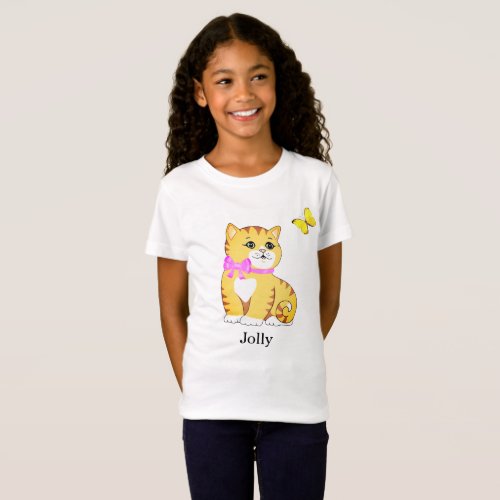 Cute Tabby Kitty Cat  Butterfly T_Shirt