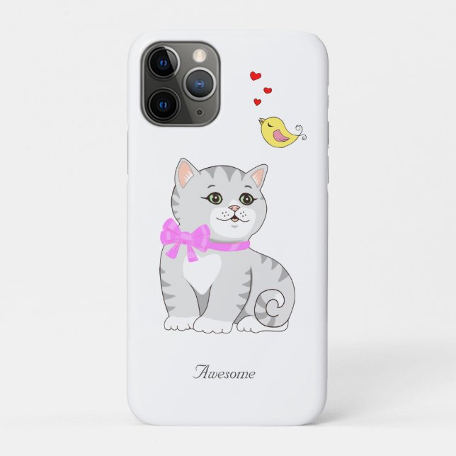 Cute Tabby Kitty Cat on White Case-Mate iPhone Case (Back)