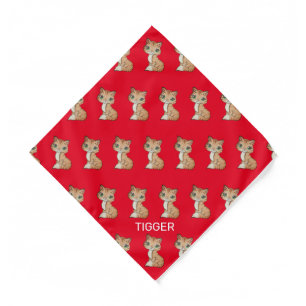 Cute tabby kitty cat pattern on red bandana