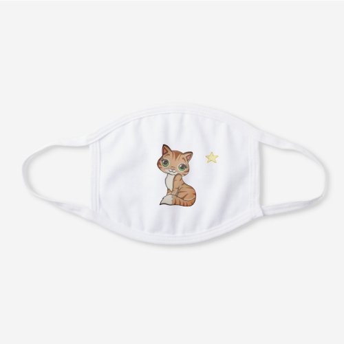Cute tabby kitty cat with star white cotton face mask
