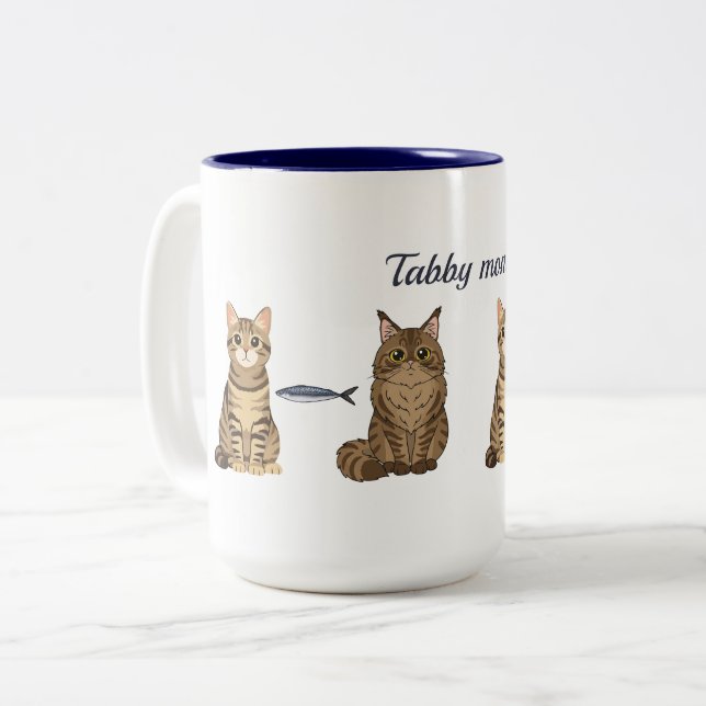 Cute Tabby Mom Two-Tone Coffee Mug (Front Left)