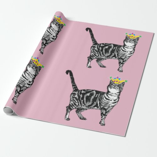 Cute Tabby Teen Queen Pink Colorful art Wrapping Wrapping Paper