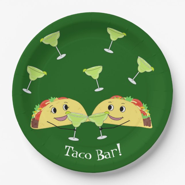 Cute Taco Bar Paper Plates (Front)
