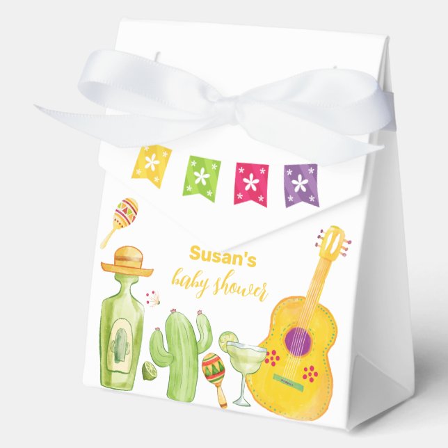 Cute Taco 'Bout Cactus Lime Guitar Baby Shower Favor Boxes (Front)