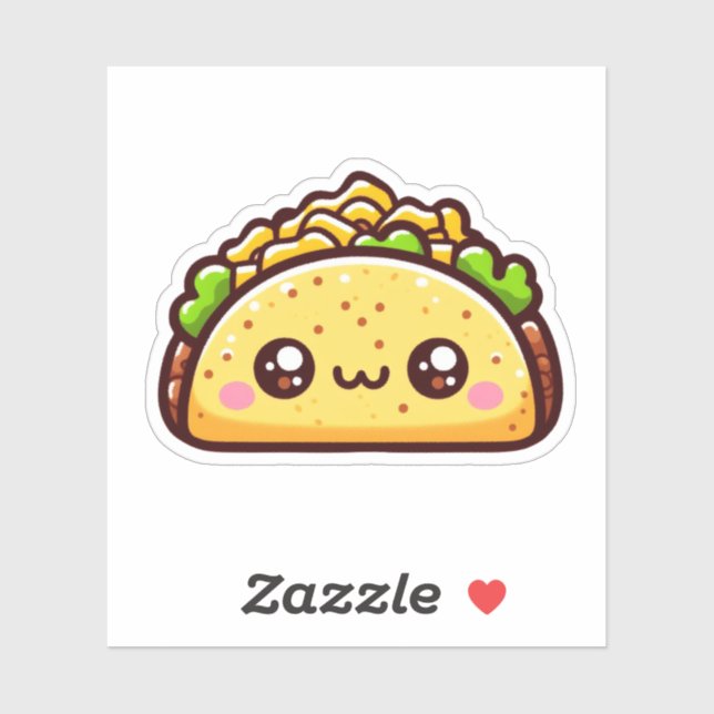 Cute Taco Custom-Cut Vinyl Stickers (Sheet)