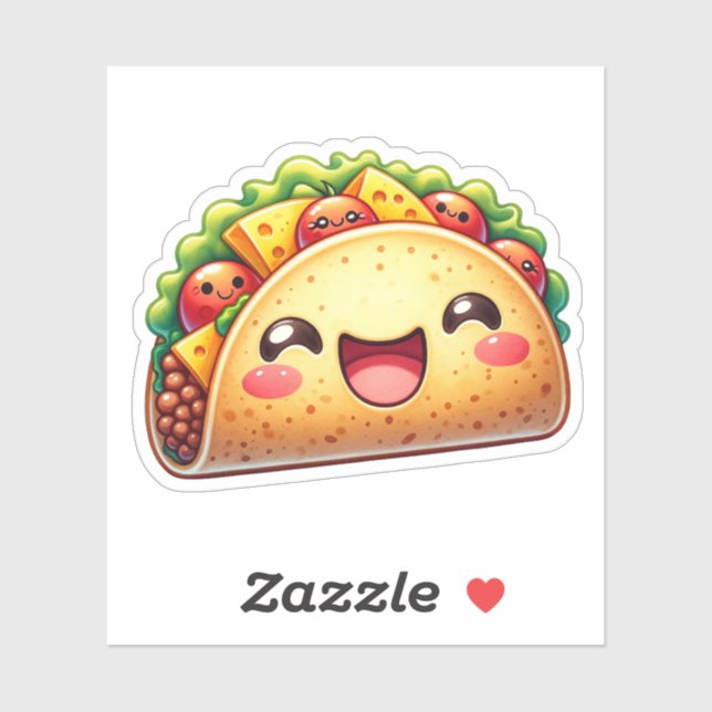 Cute Taco Custom-Cut Vinyl Stickers (Sheet)