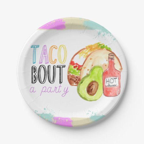 Cute taco Fiesta kid birthday party paper plate