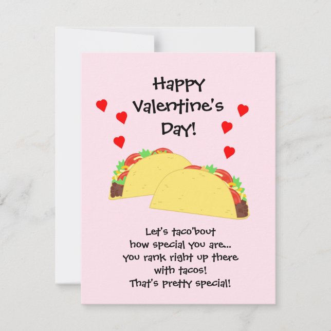 Cute Taco Flat Valentine's Card (Front)