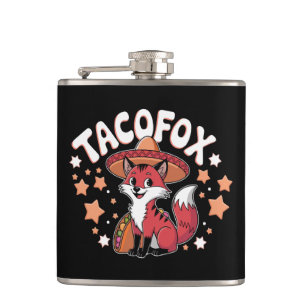 Cute taco fox cartoon design for taco lovers  flask