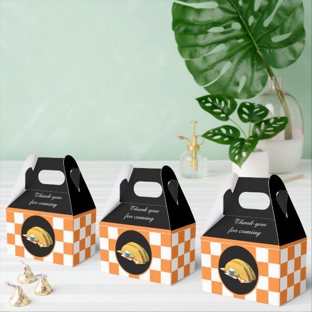 cute taco gathering checkered  favor boxes (Multiple)