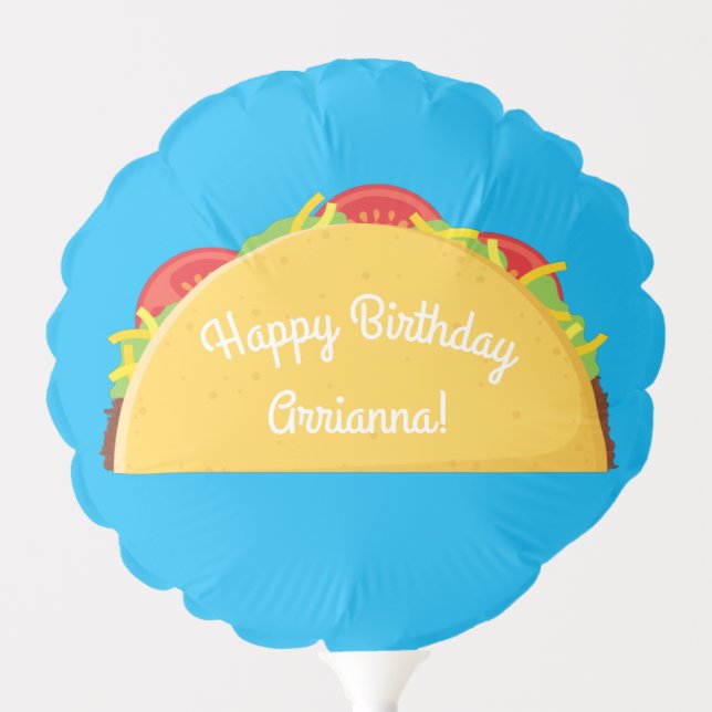 Cute Taco Kids 1st Birthday Party Mexican Food Balloon (Front)