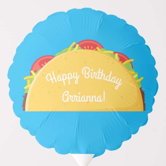 Cute Taco Kids 1st Birthday Party Mexican Food Balloon (Front)