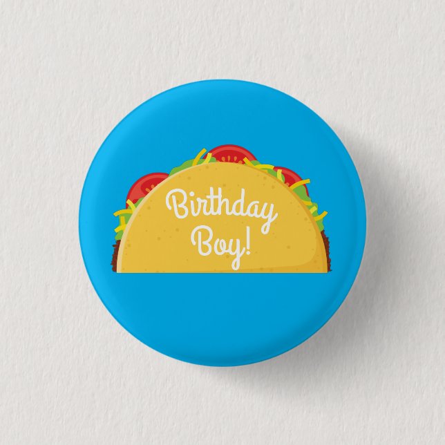 Cute Taco Kids 1st Birthday Party Mexican Food Button (Front)