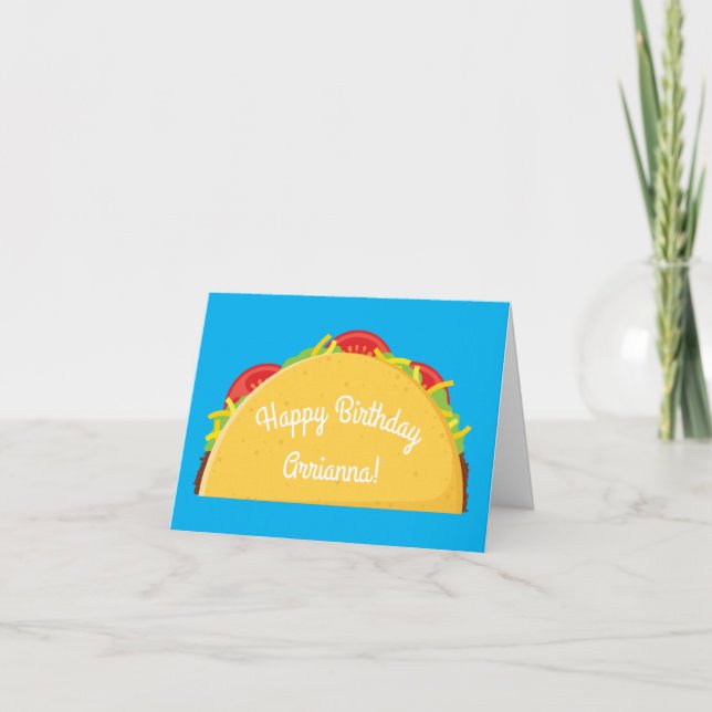 Cute Taco Kids 1st Birthday Party Mexican Food Card (Front)