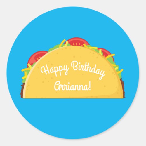 Cute Taco Kids 1st Birthday Party Mexican Food Classic Round Sticker