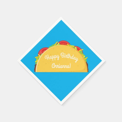 Cute Taco Kids 1st Birthday Party Mexican Food Napkins