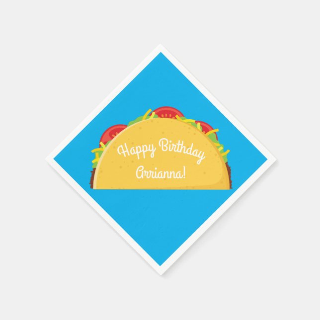 Cute Taco Kids 1st Birthday Party Mexican Food Napkins (Corner)