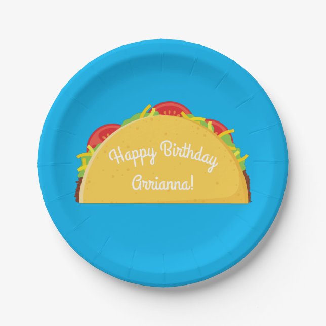Cute Taco Kids 1st Birthday Party Mexican Food Paper Plates (Front)
