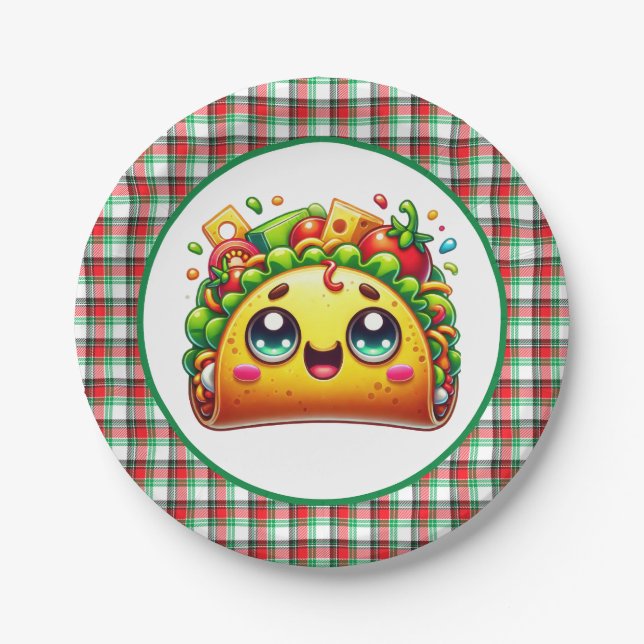 Cute taco lovers party paper plates (Front)