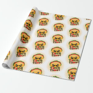 Cute Taco Time Pattern Wrapping Paper