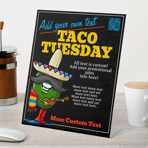 Cute Taco Tuesday Mexican Food Customizable Pedestal Sign