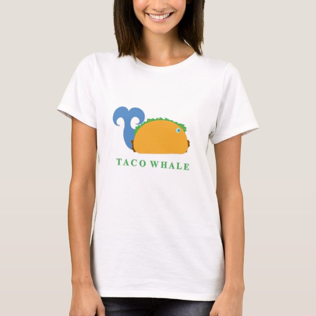 Cute Taco Whale Cartoon Character T-Shirt (Front)