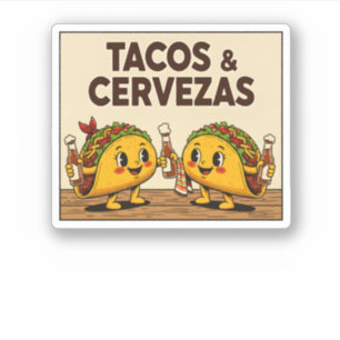 Cute Tacos & Cervezas Funny Mexican Food Beer Sticker