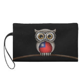 Cute Taiwanese Flag Owl Wearing Glasses Wristlet (Back)