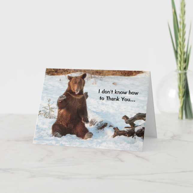 Cute Talking Bear Thank You Card (Front)