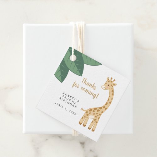 Cute tan and brown giraffe thank you favor tags