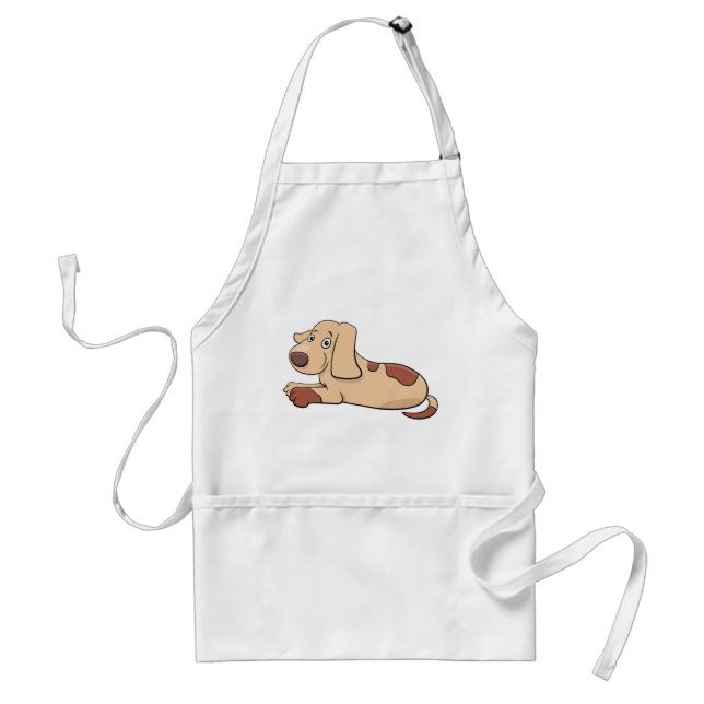 Cute Tan and Brown Spotted Puppy Dog Adult Apron (Front)