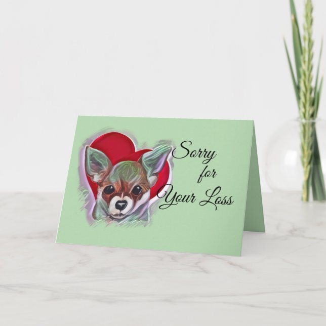 Cute Tan Chihuahua Puppy PopArt with Heart Card (Front)