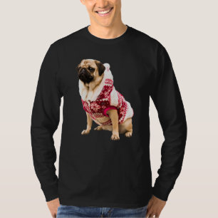 Cute Tan Pug Santa Hat Image Christmas Red Sweater