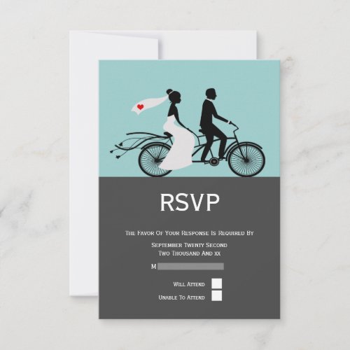 Cute Tandem Bike Bride And Groom RSVP Wedding