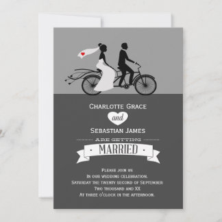 Cute Tandem Bike Bride And Groom Wedding Invitation