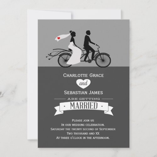 Cute Tandem Bike Bride And Groom Wedding Invitation