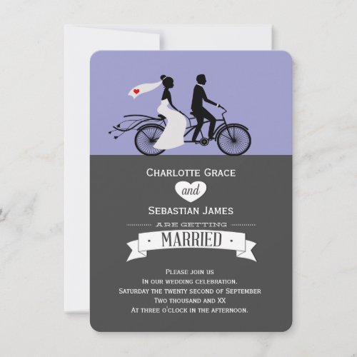 Cute Tandem Bike Bride And Groom Wedding Invitation