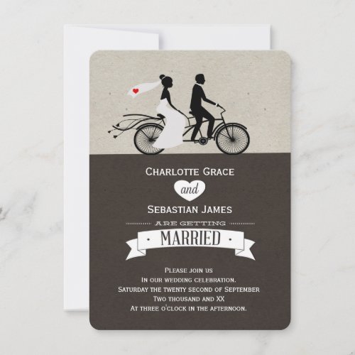 Cute Tandem Bike Bride And Groom Wedding Invitation