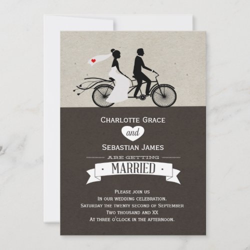 Cute Tandem Bike Bride And Groom Wedding Invitation