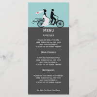 Cute Tandem Bike Bride And Groom Wedding Menu