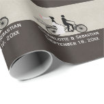 Cute Tandem Bike Bride And Groom Wedding Wrapping Paper<br><div class="desc">Cute Tandem Bike Bride And Groom Wedding custom gift wrap .. wedding paper in brown tones featuring a bride in a wedding dress with a small red heart on the veil and a groom in his suit .. add your own text .. also available on other sizes .. designer wedding...</div>
