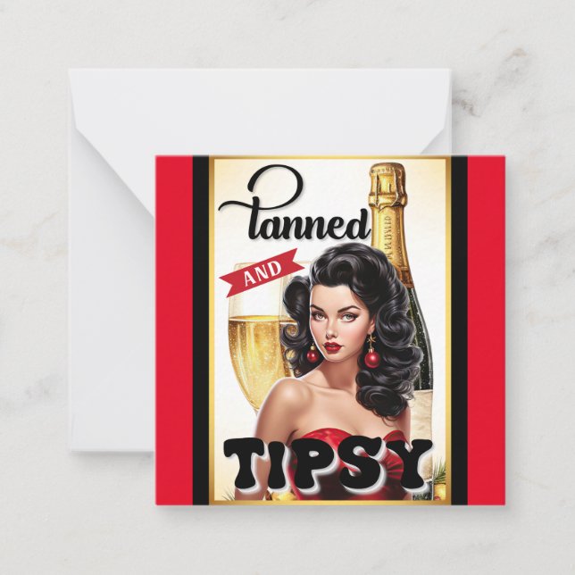Cute Tanned and Tipsy Pinup Note Card (Front)